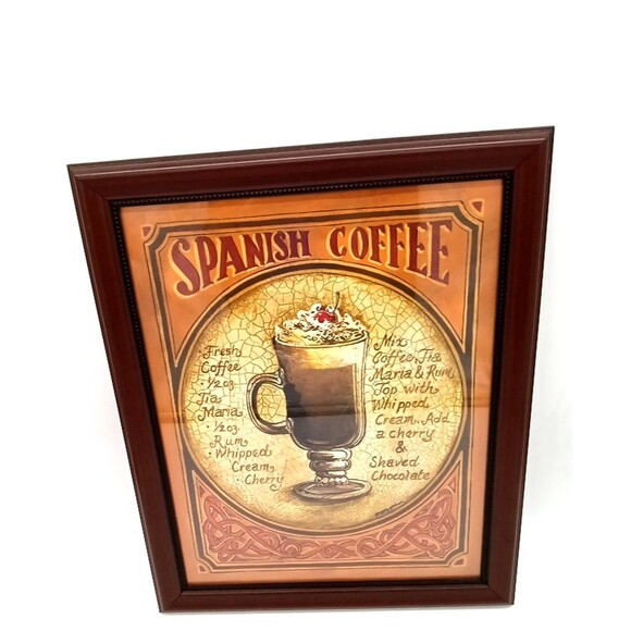 Spanish Coffee Recipe 13X16 Framed Print Coffee Bar Decor - Picture 2 of 6